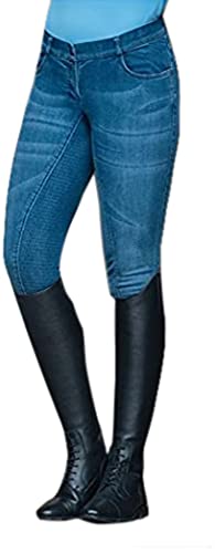 Pantalon d'équitation mixte enfant HKM Denim souple et solide