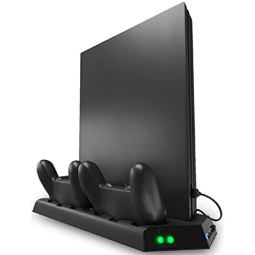 Ortz PS4 Stand Cooling Fan Station for Playstation 4, PS4 Accessories, PS4 Vertical Stand with Dual Controller EXT Port Charger Dock Station 3 USB HUB Port for PS4 Pro and PS4 Slim