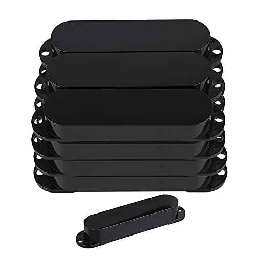 Yibuy 15pcs シングルコイルピックアップカバー 耐摩耗性 プラスチック製 82x18x13.5mm ブラック エレキギター適合