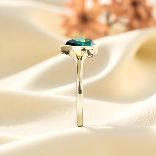 Unique Pear Teal Sapphire Engagement Ring 1.5 Ct Gemstone Jewelry September Birthstone Gifts Personalized Solitaire Simple Bridal Ring3