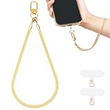 Xfilm Phone Wrist Strap Blade Chain, Gold Metal CellPhone Lanyard - Detachable Anti Theft Phone Strap, Hands-Free Wrist Strap for Women & Man (Blade Chain)