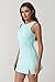 QINSEN Sport Dress for Women Sleeveless Workout Side Slit Tennis Dress with Inner Shorts Blue Glass L
