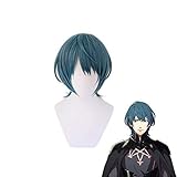 QWIFCMJF Cosplay Wig Fire Emblem ThreeHouses Byleth Beleth Blue Short Wig Cosplay Costume Heat Resistant Synthetic Hair Halloween Party Wigs