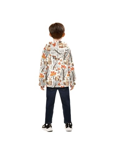 Squirrels Pine Cones and Maple Tree Girls Fleece Jacket Girls Fall Jacket Boys Coats Zip Up Hoodie Children Outerwear 2-10T4