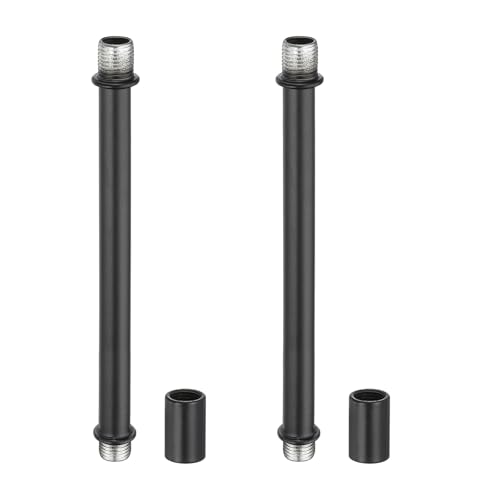 Image of PATIKIL Straight Pipe Lamp Stems Rod Kit, 2 Set M10 Carbon Steel 120mm(4.72 inch) Long Double End Thread Rod with Coupling Nuts Sleeve Connector for Table Lamps Chandeliers,Black