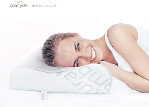 Gel Memory Foam Pillow - Comfortable Cooling Pillow Neck Pain - Cervical Support Pillow Back Stomach Side Sleepers - Orthopedic Sleeping Pillow for Women Kids + Free Bamboo Cover 20X12 inch