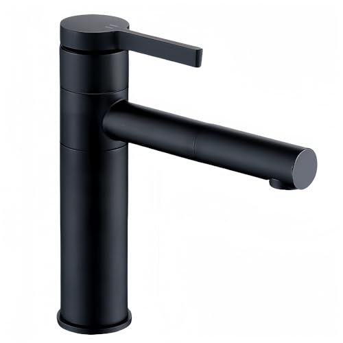Mitigeur de lavabo en acier inoxydable noir mat durable et résistant à la corrosion