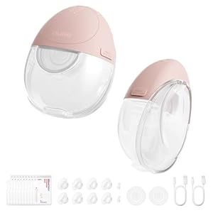 Nuliie JoyFlow Air Milchpumpe Elektrisch Freihändig, schlank & kompakt für effizientes Abpumpen, tragbare Milchpumpe mit 3 Modi & 12 Stufen, 27 mm Flansch mit 15/18/21/24 mm Einsätzen (2 Packs, Rosa)