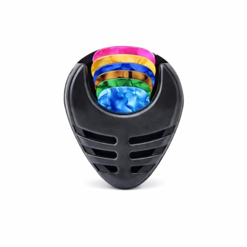 Image of DEVICE OF URBAN INFOTECH Guitar Pick Set - 0.46mm Guitar Picks with 1 Pick Holder - Thin Celluloid Plectrums for Acoustic & Electric Guitar Colorful Picks with Holder (5 Picks with Holder)