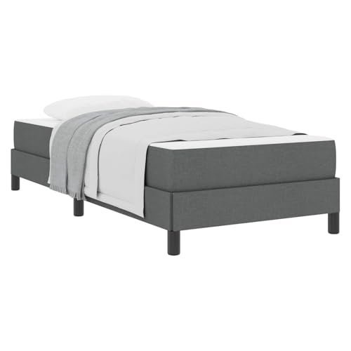 vidaXL Boxspringbett mit Matratze Dunkelgrau 90 x 190 cm Stoff, Moderner Schlafzimmer-Bettgestell, rechteckiger Boxspring, gemütliche Plattform, langlebige Schlaflösung, Elegantes Design