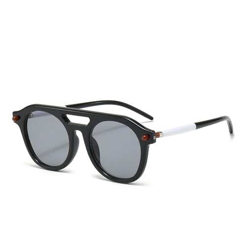TNDVIC Gafas de sol con protección UV400 | Redondas con degradado | Para mujer, hombre, deportes al aire libre y conducción (negro y blanco)