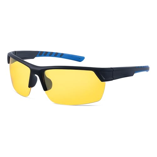LVIOE Sports Night Vision Pro Glasses Men Women Yellow Anti Glare Polarized Night Driving Glasses Enhance Contrast N3080