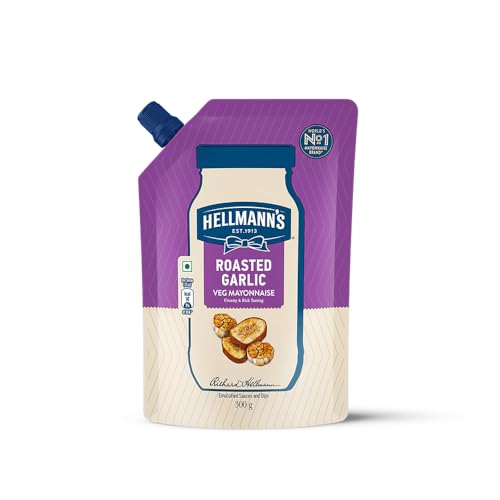 Image of HELLMANN'S, Roasted Garlic Mayo, 300g, for Delectable Sandwiches, with Creamy & Rich Taste, 100% Vegetarian, World's No.1 Mayonnaise Brand