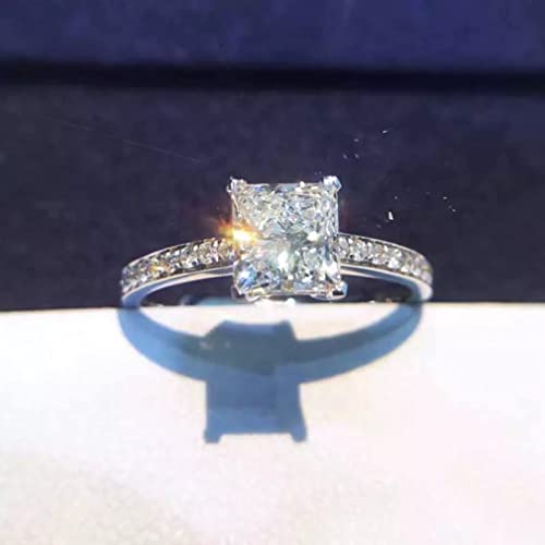 Bague en argent 925 avec diamant taillé pour fiançailles et mariages
