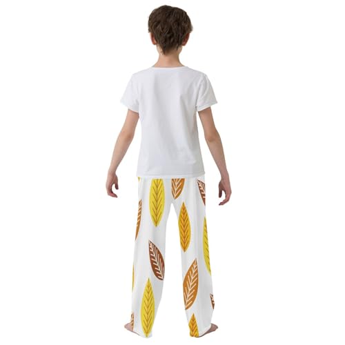 Boys' Pants Fall Leaves Yellow Orange Long Bottoms Jogger Pants Elastic Waist Trousers with Pockets S-XL3