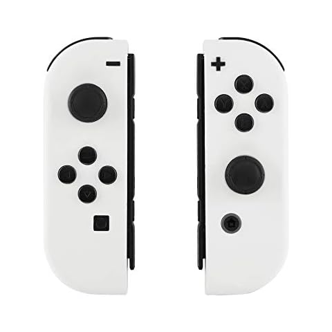 eXtremeRate NS Hülle Gehäuse Case Cover Schale Schutzhülle Tasche Kit für Nintendo Switch Joycon/Switch OLED Controller mit kompletten Tasten(Weiß)-Keine Konsole Hülle Cover