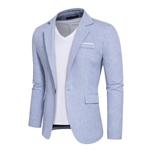 Mens Casual Blazer Suit Jacket Stylish Sport Coats 1 Button Lightweight Notched Lapel Blazers for Daily