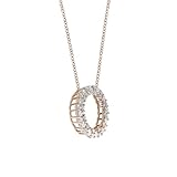 Cadenas para mujer con colgante, cadena larga de diamante auténtico, 9 K/14 K/18 K, oro rosa, 40+5cm, Oro rosa de 18 quilates, Diamante