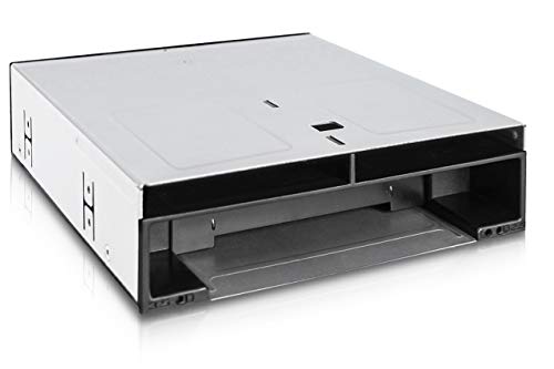 Icy Dock Rack móvil, Caja de Rack de Disco Duro, Caja Interna Hot Swap para Dos SSD SATA de 2,5' y 3,5' o HDD sin Bandeja para bahía de 5,25' - flexiDOCK MB095SP-B