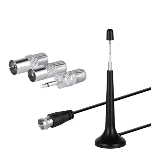 Image of ZORBES 14'' Telescopic Radio Antenna with Base, Digital Audio Broadcasting Accessories, Universal FM /AM Signal Booster Aerial with 3 Adapters and 3m Coax Cable for Home Stereo, and Portable Radios