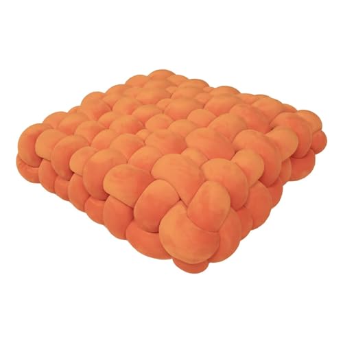 Gluhbirnen 1 Stück Gewebtes Sitzkissen, Sitzkissen für Indoor und Outdoor, Bodenkissen Kinder, Sitzkissen Gartenstuhl, Balkon Sitzkissen, Extra Dicke Sitzauflagen, Leuchtendes Orange, 40 * 40 * 12CM