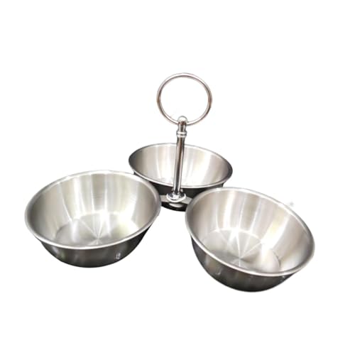 CYDZSRA Juego de cuencos para servir aperitivos con soporte para todas las ocasiones Cuenco de acero inoxidable para servir condimentos Soporte exhibición Platos acero inoxidable para aperitivos