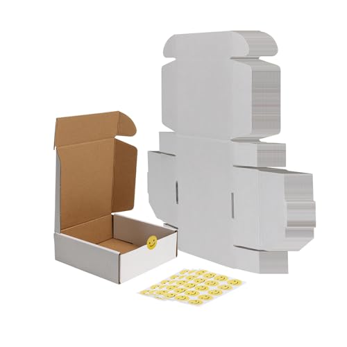 Image of RLAVBL 6x6x2 Shipping Boxes Set of 50, White Small Corrugated Cardboard Box, Mailer Box