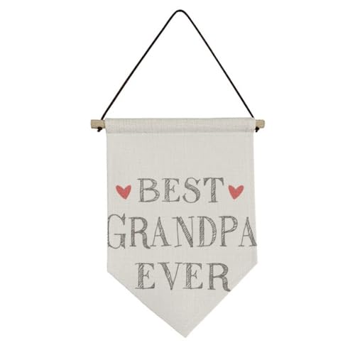 Drapeau en toile Best Grandpa Ever en forme de cœur pour la décoration intérieure