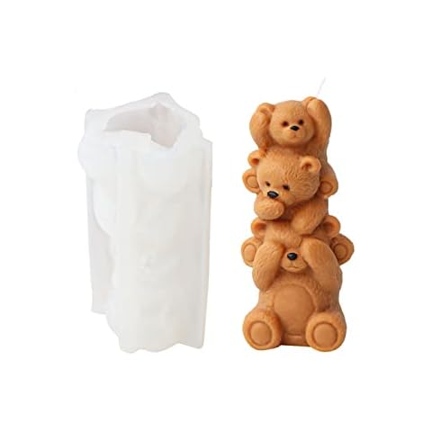 Xidmold 3D Bear Silicone Candle Mould Cover
