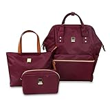 J World New York Mochila feminina Posy de 3 peças com bolsa e bolsa, Vinho, 16'