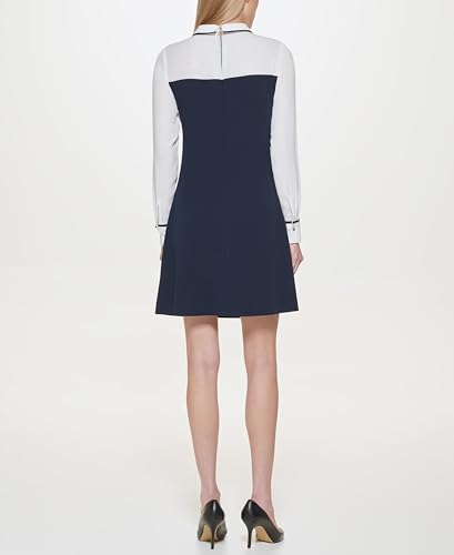 Image of Tommy Hilfiger Women's Long Sleeve Collared Twofer Shift Mini Dress