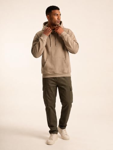 Image of JMIERR Mens Fleece Lined Oversized Hoodie Pullover Sweatshirts | Fall Winter Cozy fleece-lined pullover, adjustable drawstring hood, kangaroo pocket, regular fit, machine wash