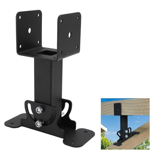 Kit de soportes metálicos pesados para elevación de vigas en techos GLOGLOW, 3 piezas, ajustables de 0 a 180 grados con recubrimiento en polvo negro, para pérgolas, cenadores y cubiertas de patios miniatura 2