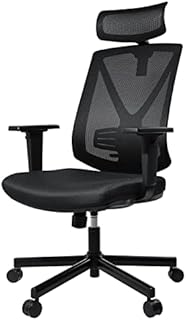 BASETBL Ergonomic Office Chair for Home, Reclining High-Back Mesh Executive Desk Chair, Adjustable Headrest Arms and Lumbar Support, Swivel Computer Chair with Silent Wheels (Black)