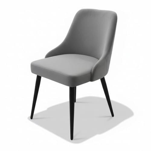 Image of Finch Fox Taskpro Modern Unique Velvet Upholstered Seating Living Room Dining Chair with Black Metal Legs in Dark Grey Color