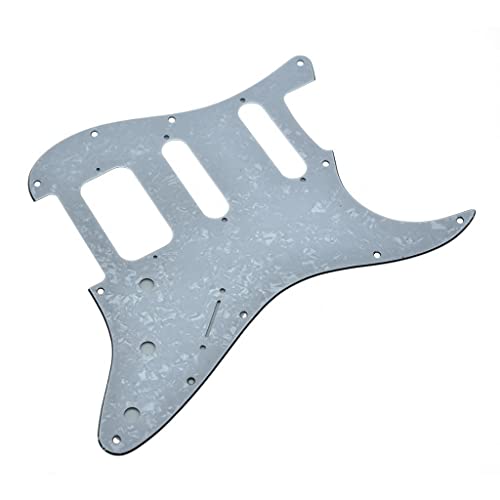 Image of Dopro 11-Hole Strat HSS Guitar Pickguard 2-Screw Humbucking Pickup Mount Fits American Fender Stratocaster White Pearl