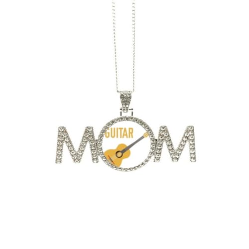 Collier guitare bleu pour maman : un bijou unique gravé d'amour