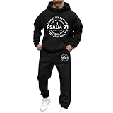 Generisch Jogginganzug Herren 2 Teiler Trainingsanzug Langarm Jogginganzug Tracksuit Baggy Sportanzug Streatwear mit Taschen Sport Hoodie Jogginghose Freizeitanzug Hausanzug Sportanzug Herren