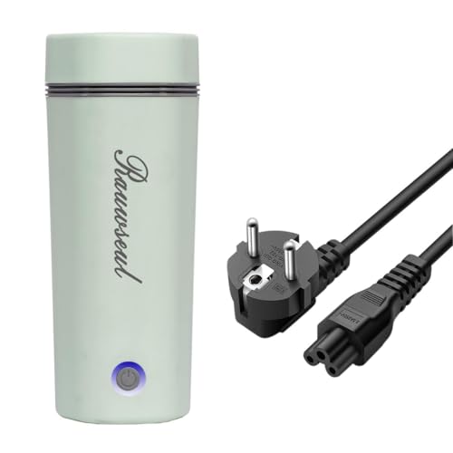 Rauwseul Mini bouilloire électrique de voyage, 450 ml, tasse 3 en 1, revêtement en acier inoxydable 304, 220 V 300 W, arrêt automatique, vert clair