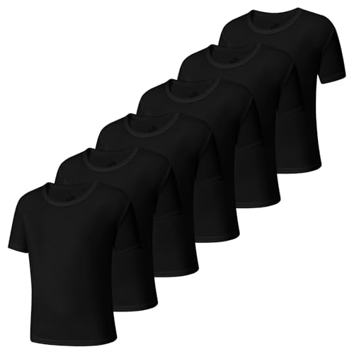 6-Pack Boys Athletic T-Shirts Quick Dry Short-Sleeve Tops Youth Moisture Wicking Running Sports T-Shirts4-18 Years Black