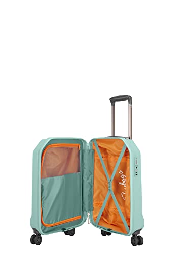 Image of Skybags Jerrycan Cabin Trolley Bag-55cm | Premium Push Button Luggage with 8 Wheels & TSA Lock | Hardsided Suitcase for Travel | Green (Small)