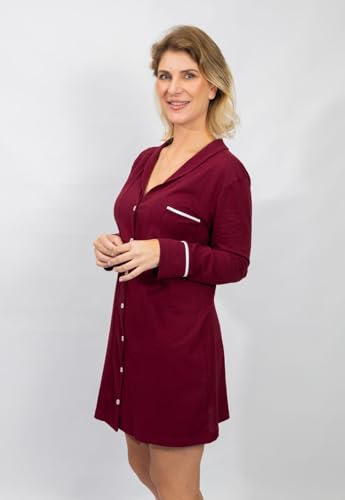 Camisola Algodão Feminina Americana Manga Longa com Botão Botões Inverno Adulto indicado Gestante Am