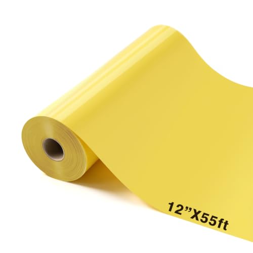 Image of guangyintong Heat Transfer Vinyl 12 inch x 55ft Yellow Iron on Vinyl