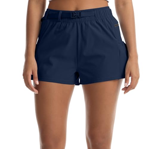 zsenoxaxi Womens Running Shorts with Zip Pockets Lightweight Flowy Workout Shorts for Athletic Casual Outdoor(Deep Blue,M)
