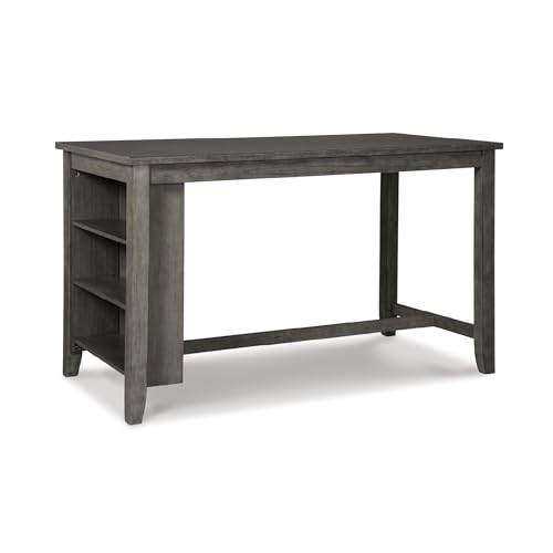 Signature Design by Ashley Caitbrook Dining Table, Counter Height Table With Shelves, Wood Construction In Antiqued Gray Wash, Space‑Saving For Small Rooms And Kitchens