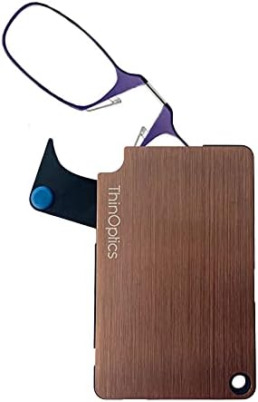 ThinOpticsStainless Steel Slim Wallet with Readers/Reading Glasses Rectangular, Rose Gold, 44.45mm + 1.5