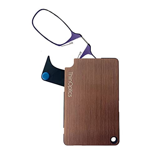 ThinOpticsStainless Steel Slim Wallet with Readers/Reading Glasses Rectangular, Rose Gold, 44.45mm + 1.5