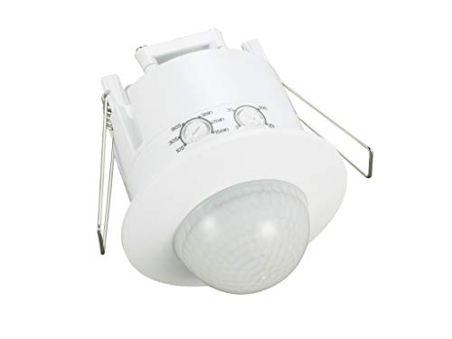 Detector de Presencia empotrable con aro, conexión fácil, Ajuste de sensibilidad, Ideal para iluminación automática en Espacios Interiores.