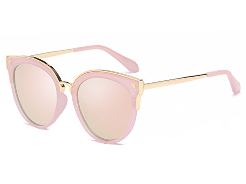 Bevi Women's Fashion Polarized Cat Eye Polycarbonate Metal Sunglasses 0932C5PKPK