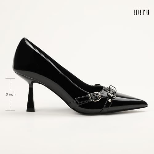 Image of IDIFU Kitten Heels Pumps Closed Pointed Toe Dress Shoes for Women